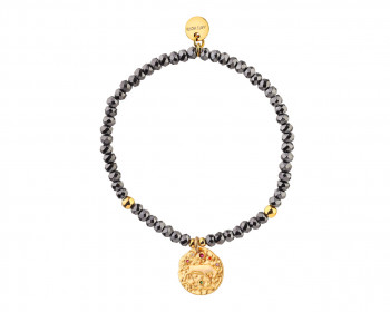 Gold Plated Brass Bracelet with Hematite and Cubic Zirconia - Taurus