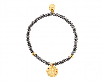 Gold Plated Brass Bracelet with Hematite and Cubic Zirconia - Gemini