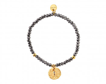 Gold Plated Brass Bracelet with Hematite and Cubic Zirconia - Scorpio