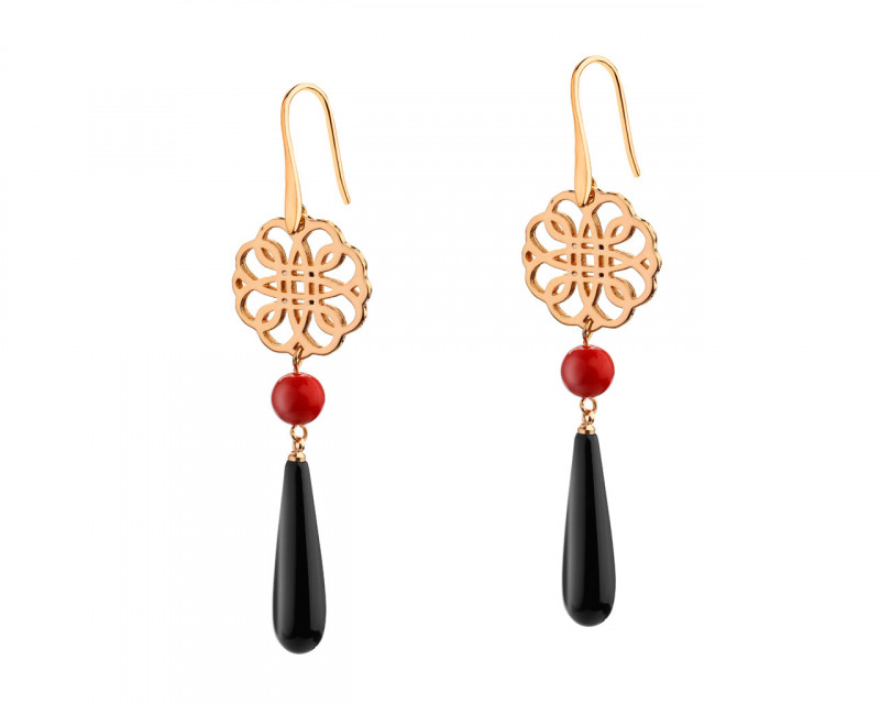 Gold Plated Brass Earrings with Glass