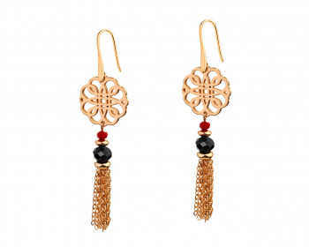 Gold Plated Brass Earrings with Glass Beads