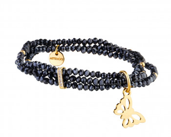 Gold Plated Brass, Steel Bracelet with Cubic Zirconia