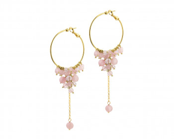 Gold-Plated Brass Earrings with Quartz