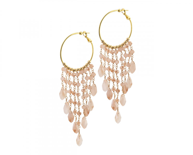 Gold-Plated Brass Earrings with Glass