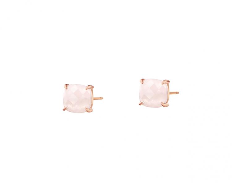Gold-Plated Brass, Gold-Plated Silver Earrings with Quartz
