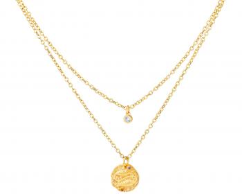 Gold-Plated Brass Necklace with Cubic Zirconia