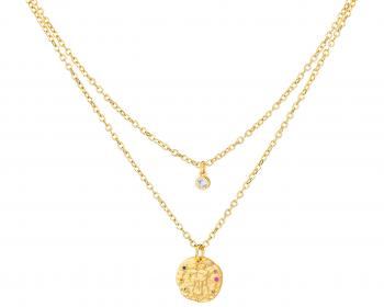 Gold-Plated Brass Necklace with Cubic Zirconia