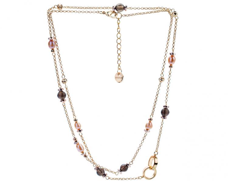 Gold-Plated Brass Necklace with Quartz