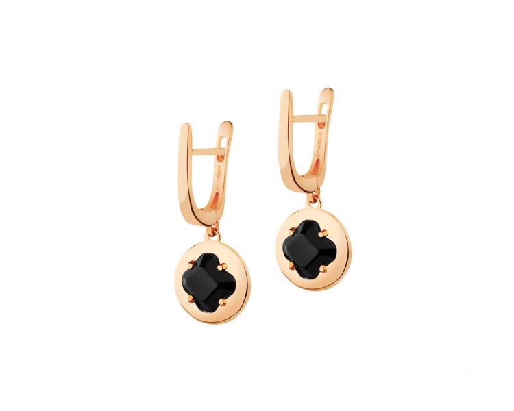 Gold-Plated Brass Earrings with Onyx
