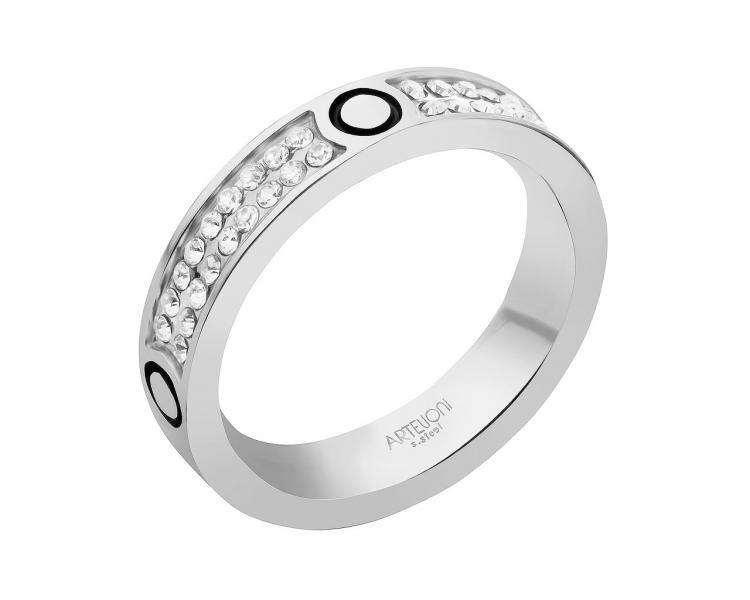 Stainless Steel Ring with Crystal