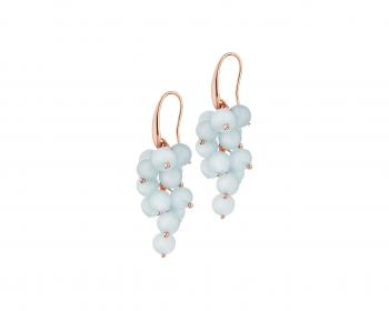 Gold-Plated Brass Earrings with Aquamarine