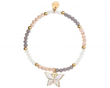 Gold-Plated Brass Bracelet with Glass