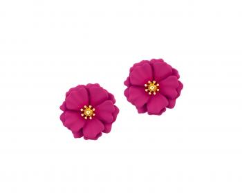 Gold-Plated Metal, Silver, Polyurethane Earrings 