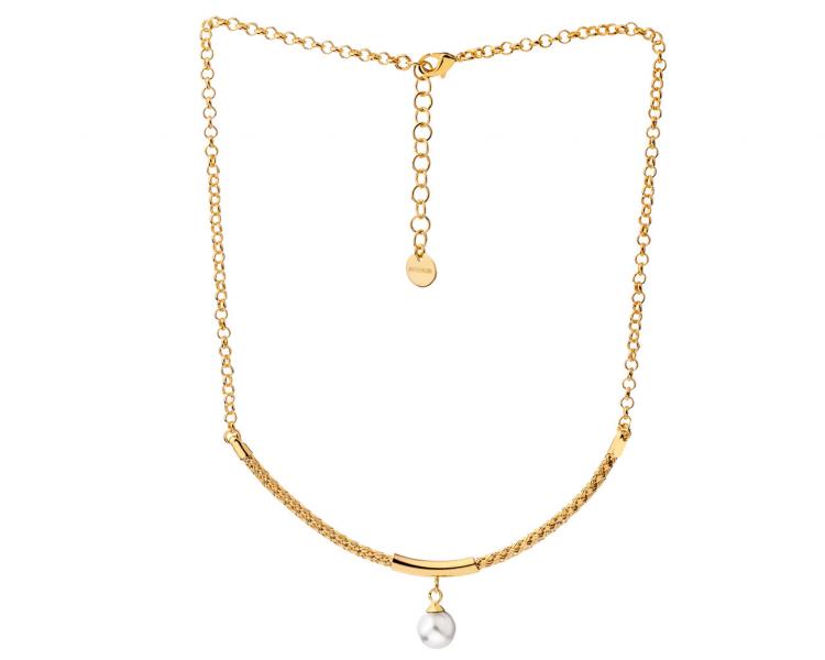 Pozlacený náhrdelník z bronzu s perlou