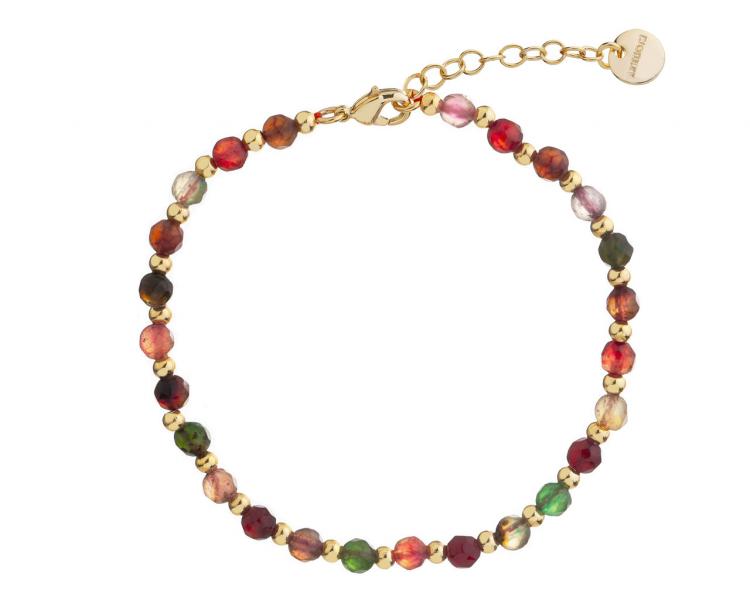 Gold plated brass bracelet with agates