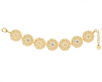 Gold plated bronze bracelet with cubic zirconia - rosettes