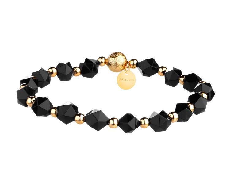 Gold plated brass bracelet with agates