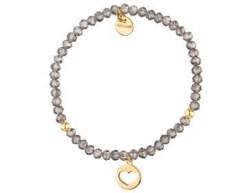 Gold plated brass bracelet with glass details - heart