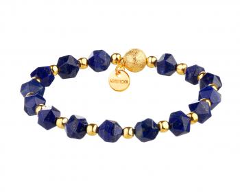 Gold plated brass bracelet with lapis lazuli