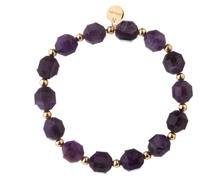 Gold-plated brass bracelet with amethysts