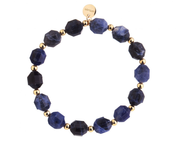 Gold-plated brass bracelet with sodalite