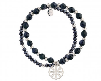 Rhodium-Plated Brass Bracelet with Cairo Night Gemstone