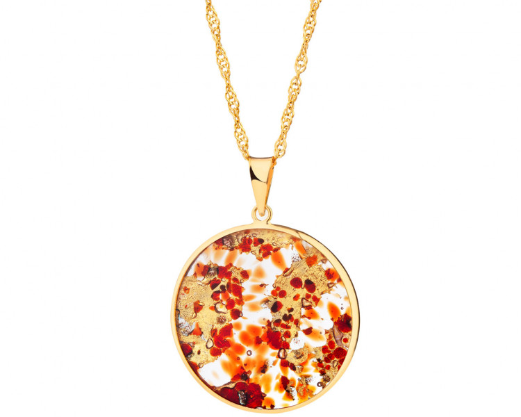 Pozlacený náhrdelník z mosazi se sklem Murano