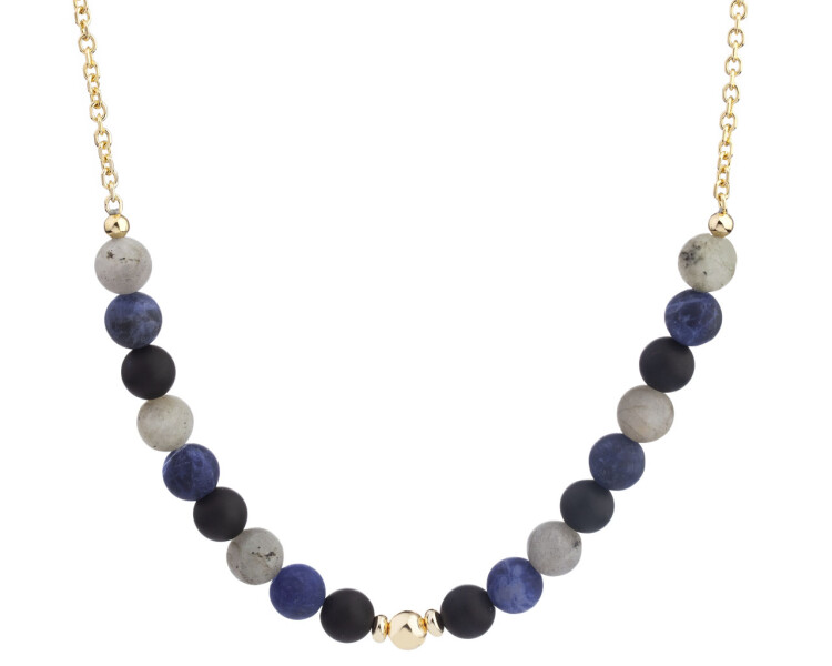Gold-Plated Brass Necklace with Agate