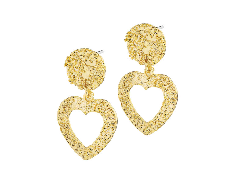 Gold-Plated Brass, Silver Earrings 