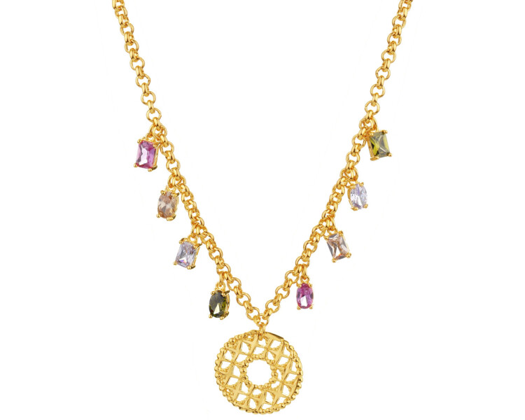 Gold-Plated Bronze Necklace with Cubic Zirconia