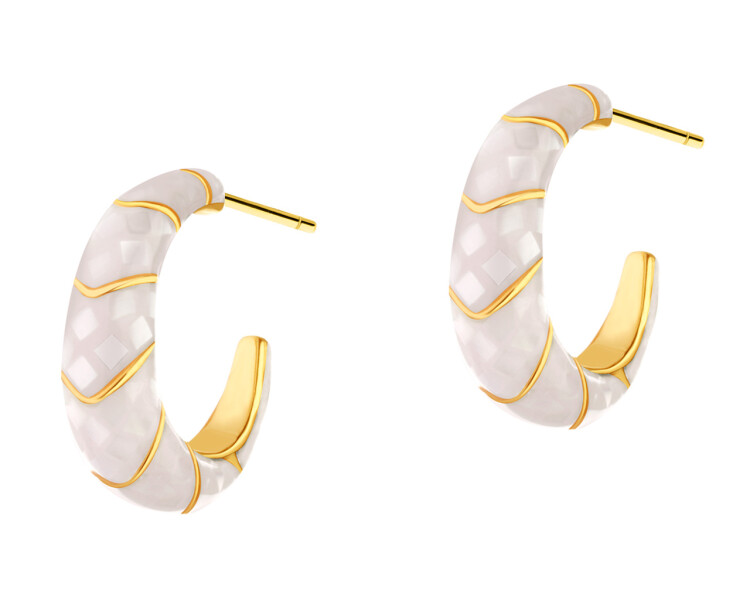 Gold-Plated Brass, Gold-Plated Silver Earrings with Shell