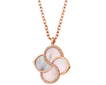 Pozlacený náhrdelník z mosazi s perletí a zirkony