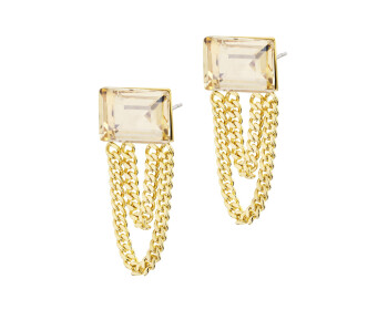 Gold-Plated Zinc Earrings with Glass