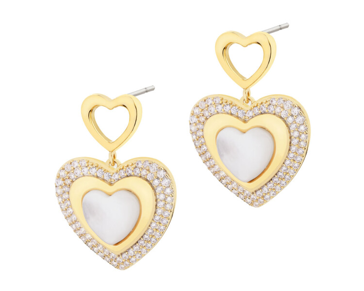 Gold-Plated Brass Earrings with Cubic Zirconia