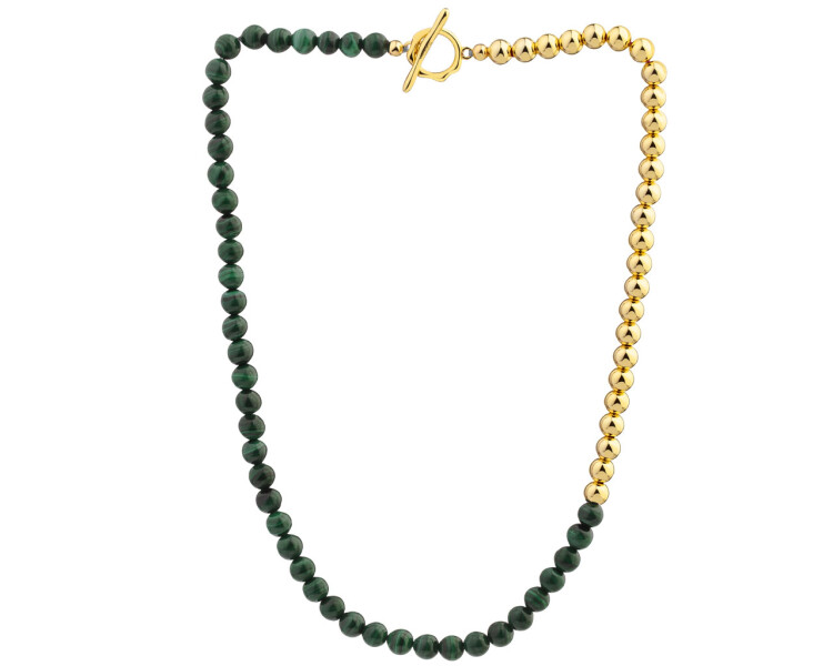Gold-Plated Brass Necklace with Synthetic Malachite