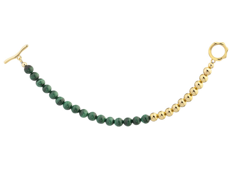 Gold-Plated Brass Bracelet with Synthetic Malachite