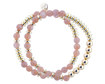 Gold-Plated Brass Bracelet with Moonstone