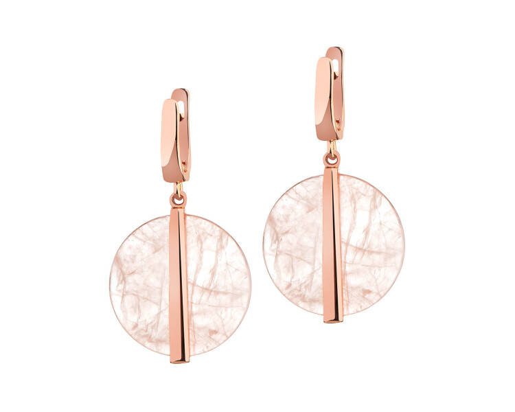Gold-Plated Brass Earrings with Quartz