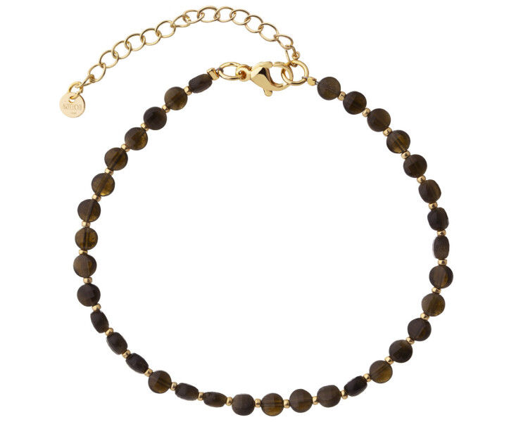 Gold-Plated Brass Bracelet with Obsidian