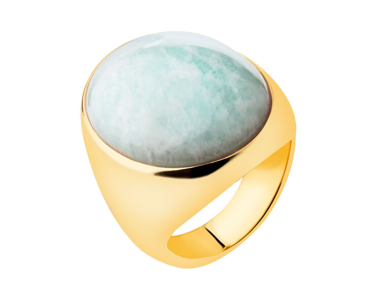 Gold-Plated Brass Ring with Amazonite