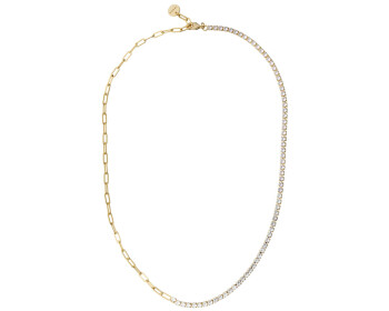 Gold-Plated Brass Necklace with Cubic Zirconia
