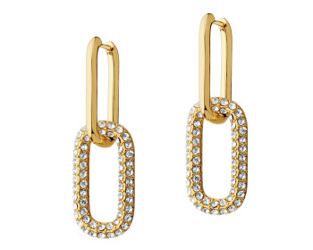 Gold-Plated Brass Earrings with Glass