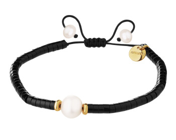 Gold-Plated Brass Bracelet with Agate