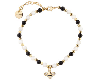 Gold-Plated Brass Bracelet with Agate