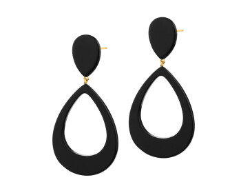 Gold-Plated Brass, Gold-Plated Silver Earrings with Agate