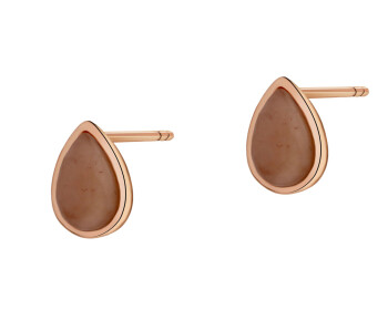 Gold-Plated Brass, Gold-Plated Silver Earrings with Aventurine