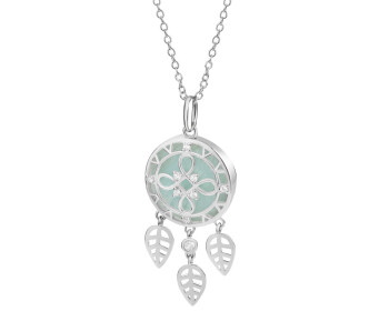 Rhodium-Plated Brass Necklace with Cubic Zirconia