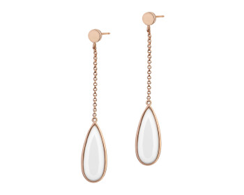 Gold-Plated Brass, Gold-Plated Silver Earrings with Glass