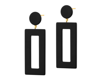 Gold-Plated Brass, Gold-Plated Silver Earrings with Agate