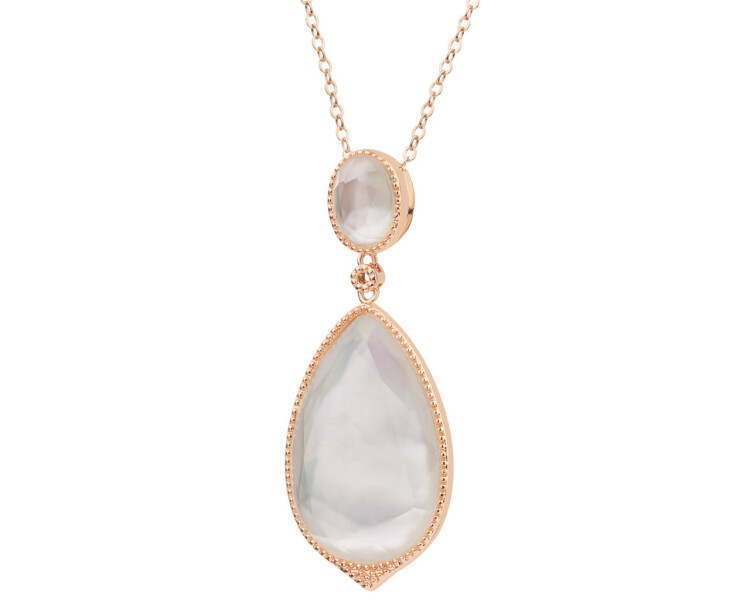 Pozlacený náhrdelník z mosazi s perletí a skleněnými detaily